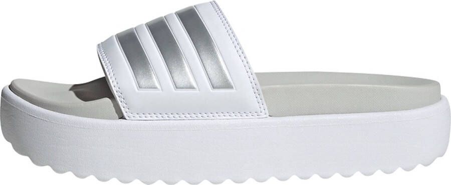 Adidas Women's Adilette Platform Slides Sandalen wit grijs