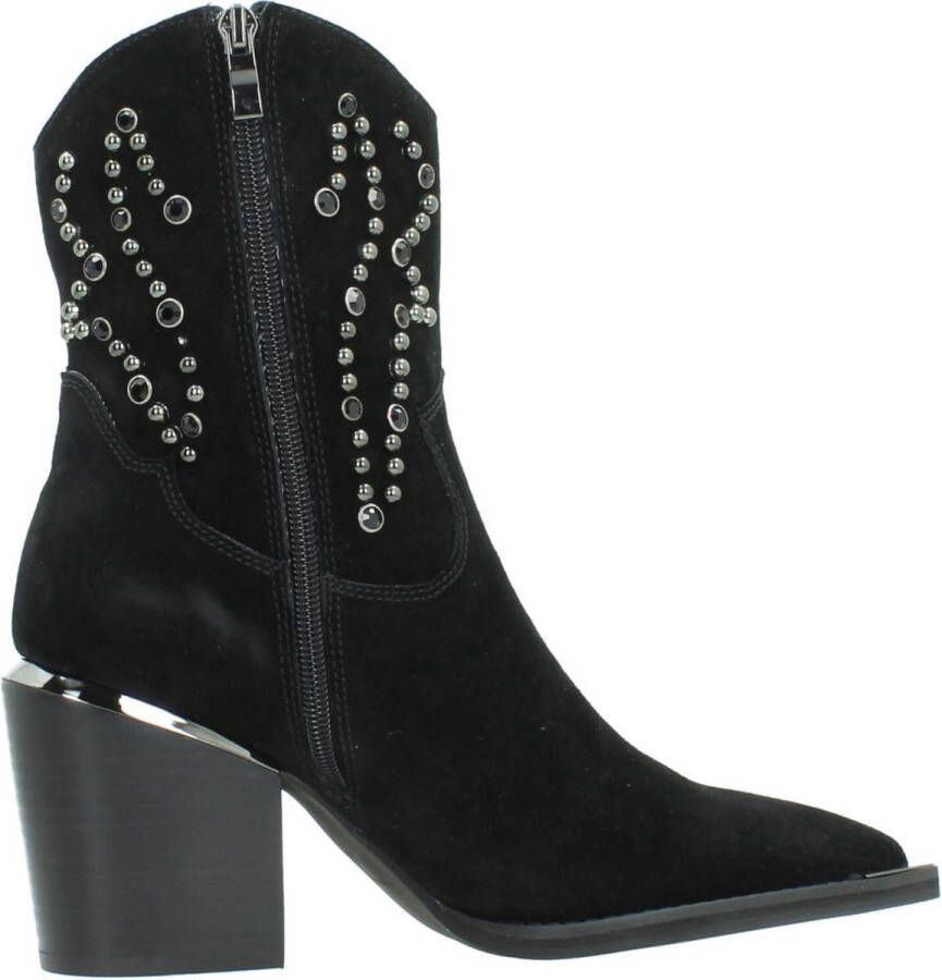 Alma en Pena Leren enkellaarsjes met studs Black Dames