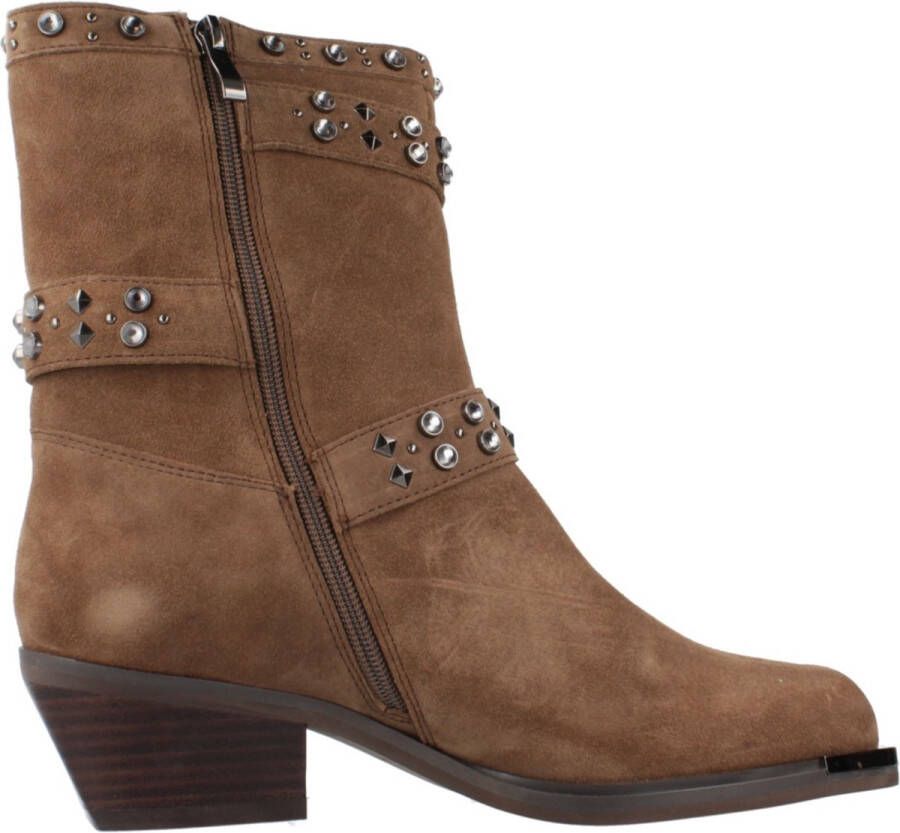 Alma en Pena Enkellaars met studs en gespen Brown Dames