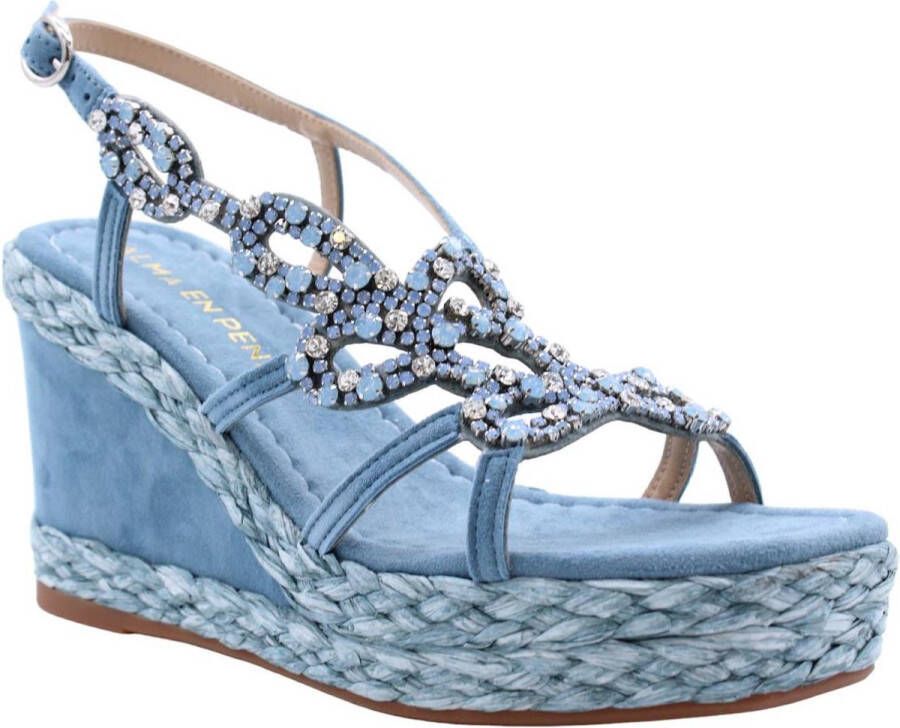 Alma en Pena Glamoureuze Sleehak Sandalen Blue Dames