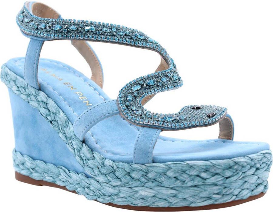 Alma en Pena Rhinestone Snake Sleehak Sandaal Blue Dames