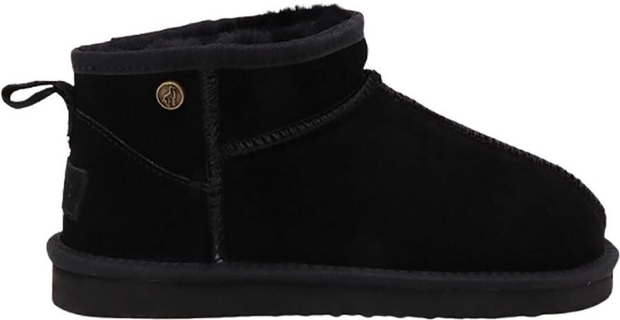 Alpacas Footwear Dames Korte laarzen met stoere naad Schapenwol voering Black