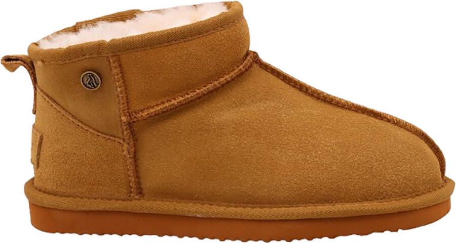 Alpacas Footwear Dames Korte laarzen met stoere naad Schapenwol voering Chestnut