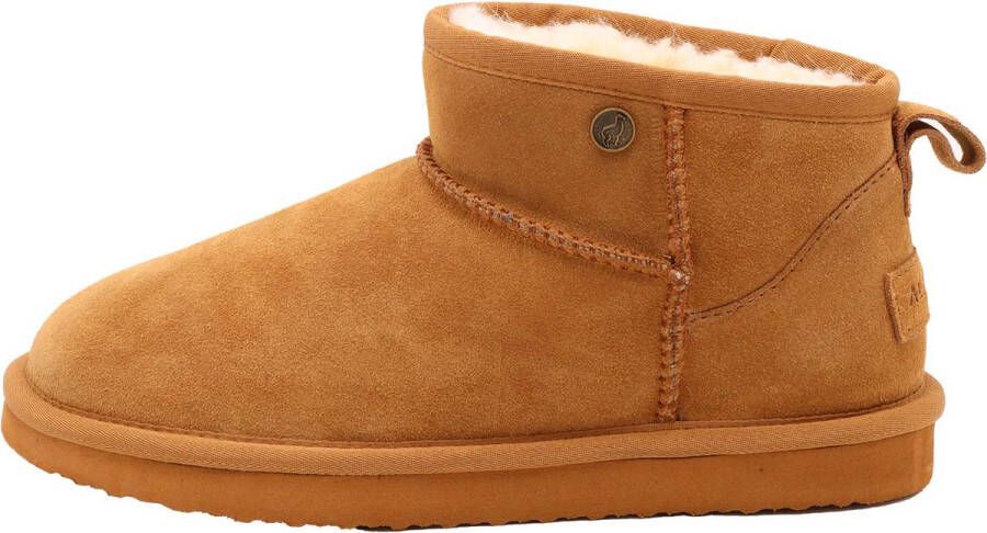 Alpacas Footwear Dames korte laarzen schapenwol voering Chestnut