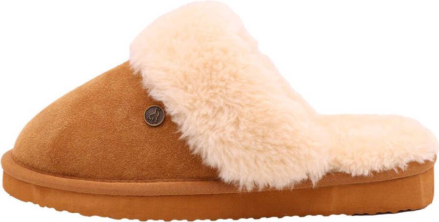 Alpacas Footwear Dames pantoffel schapenwol voering Chestnut