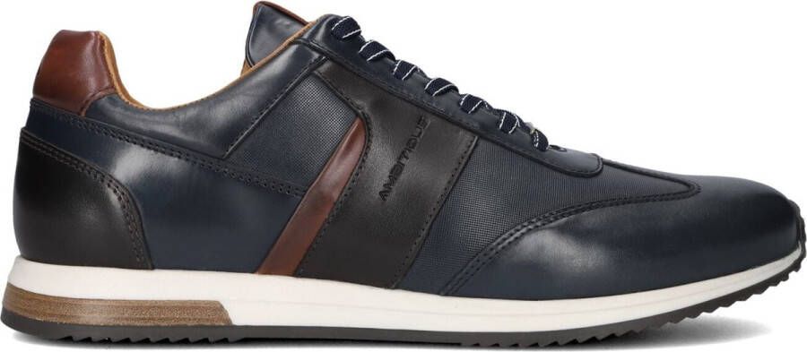 Ambitious Blauwe Leren Hardloopsneakers met Bruine Details Blauw Heren