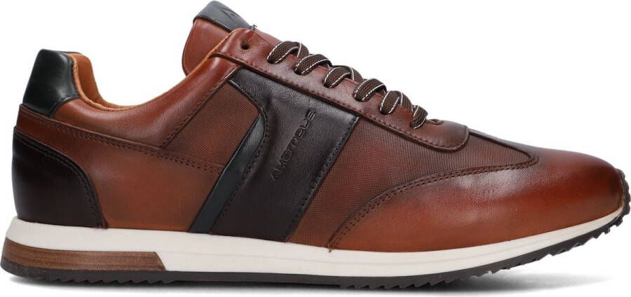 Ambitious Cognac Combi Leren Hardloopsneaker Bruin Heren