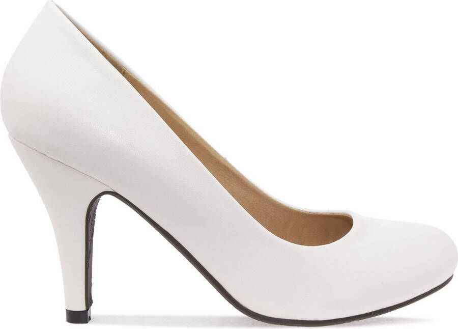 Andres Machado Leuke klassieke pumps in mat wit grote maten pumps