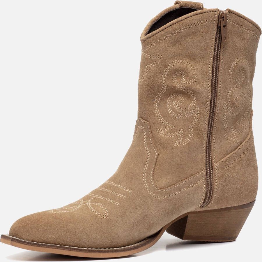 Ann Rocks Cowboylaarzen Beige Leer