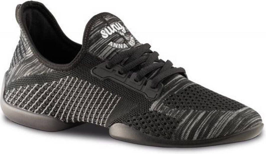 Anna Kern Suny Dames Dans Sneaker met Splitzool 110 Pureflex Dansschoen Salsa Stijldansen Zwart Grijs