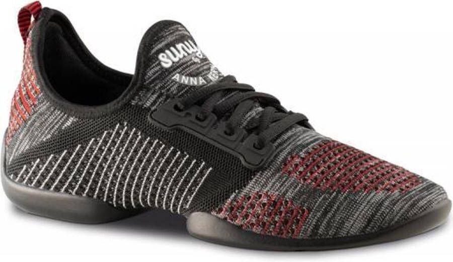 Anna Kern Suny Danssneakers 4015 Pureflex Heren Sport Sneakers Salsa Stijldansen Zwart Rood