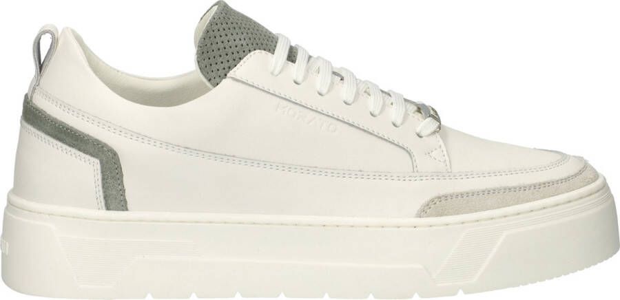 Antony Morato Witte Leren Sneakers met Groene Suède Panelen White Heren