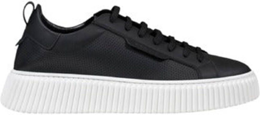 Antony Morato Zwarte Leren Sneakers Vetersluiting Stijl Black Heren