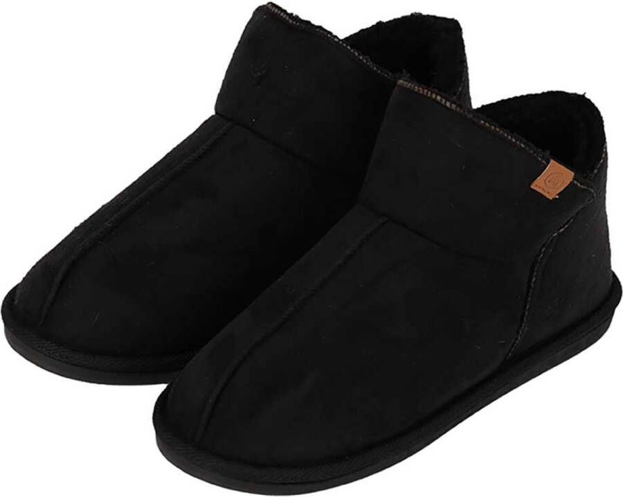 011121828003-001-45 46- Suede Zwart Apollo Sloffen Heren Suede Zwart- Pantoffels heren