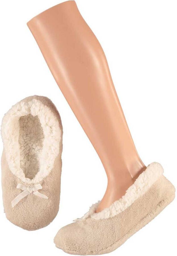 Apollo Dames Ballerina winter sloffen pantoffels beige