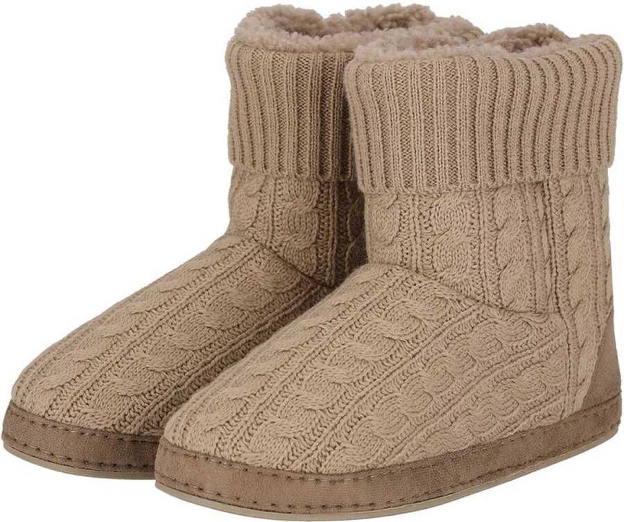 Apollo Dames Pantoffels Kabel Patroon Taupe