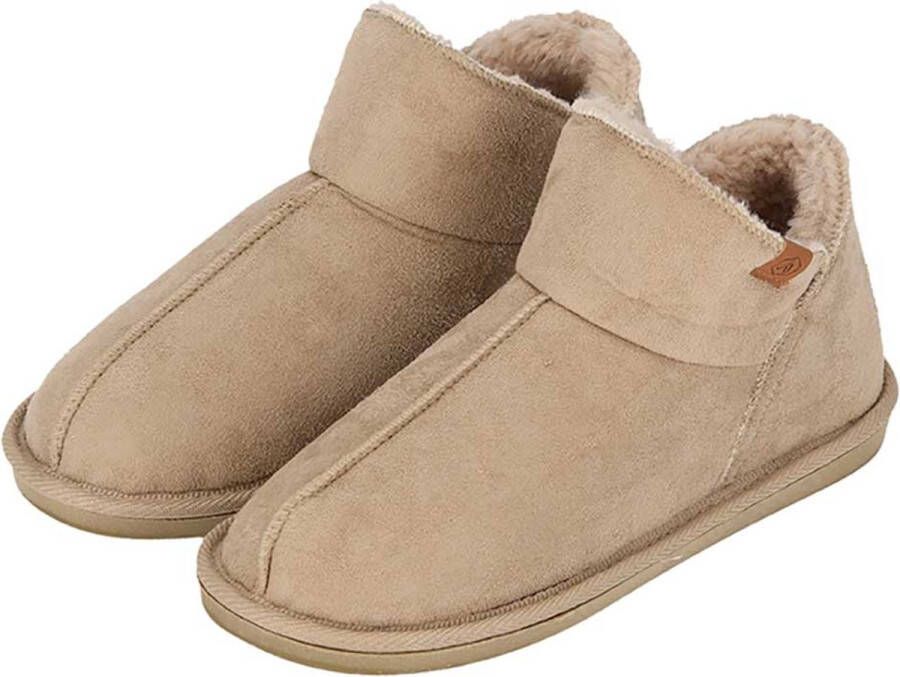 Apollo Dames Pantoffels Suede Beige Sloffen