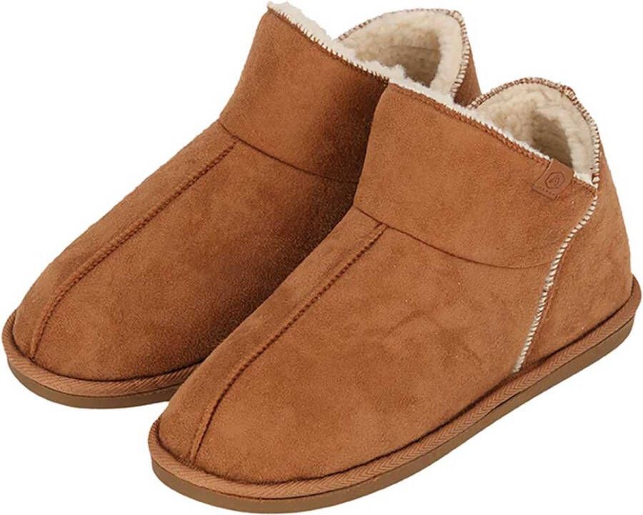 Apollo Dames Pantoffels Suede Cognac Sloffen