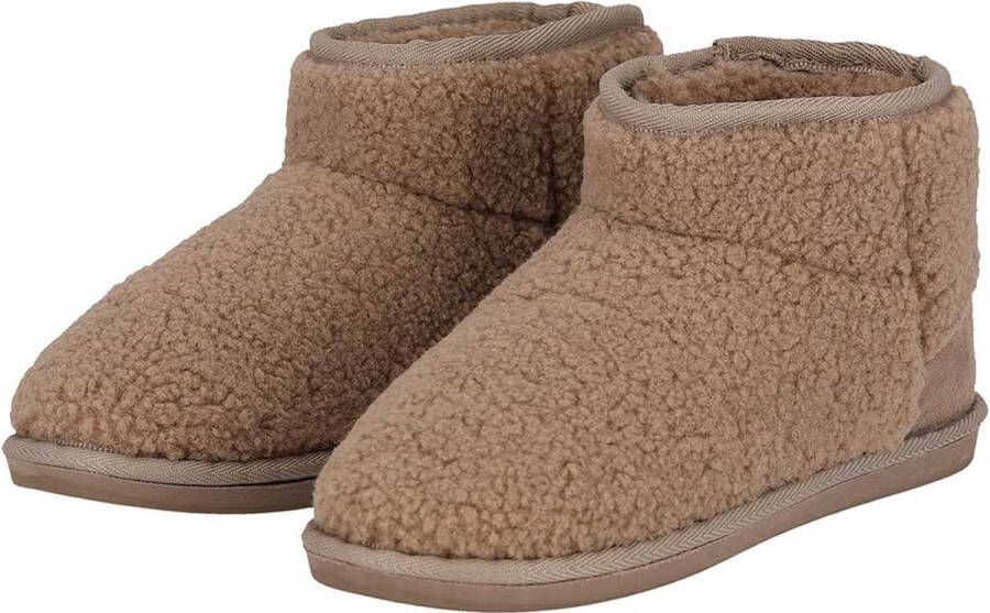 Apollo Dames teddy pantoffels Fake Fur voering Taupe Sloffen dames Pantoffels dames