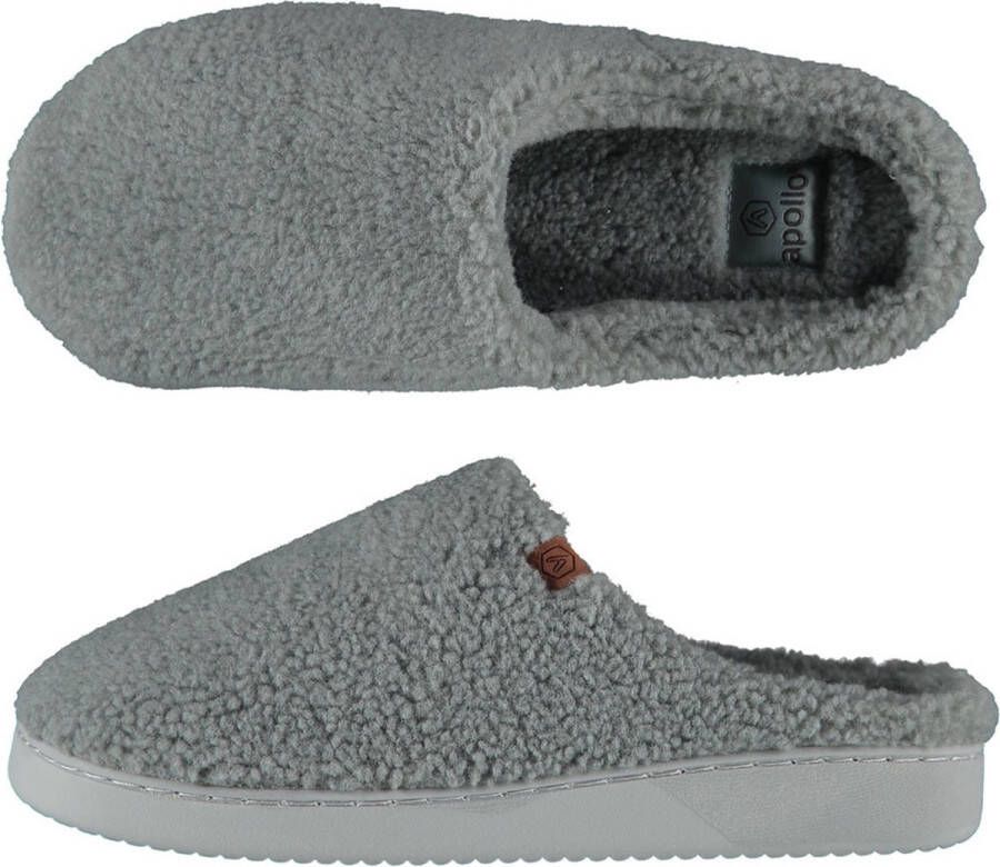 Apollo Heren instap slippers pantoffels teddy wol grijs - Foto 1