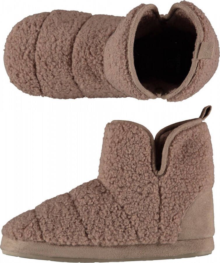 Apollo Hoge dames sloffen Teddy | Donker Beige | 40 | Pantoffel dames