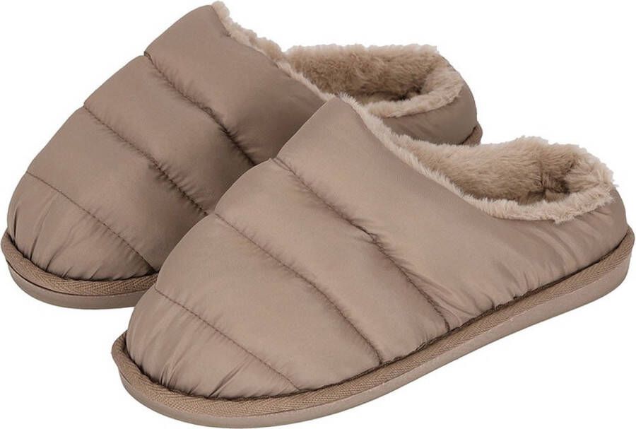 Apollo Instap Pantoffels Dames Gewatteerd Taupe Pantoffels dames