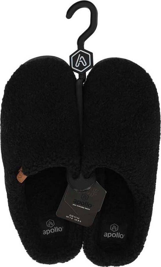 Apollo Heren instap slippers pantoffels teddy wol navy