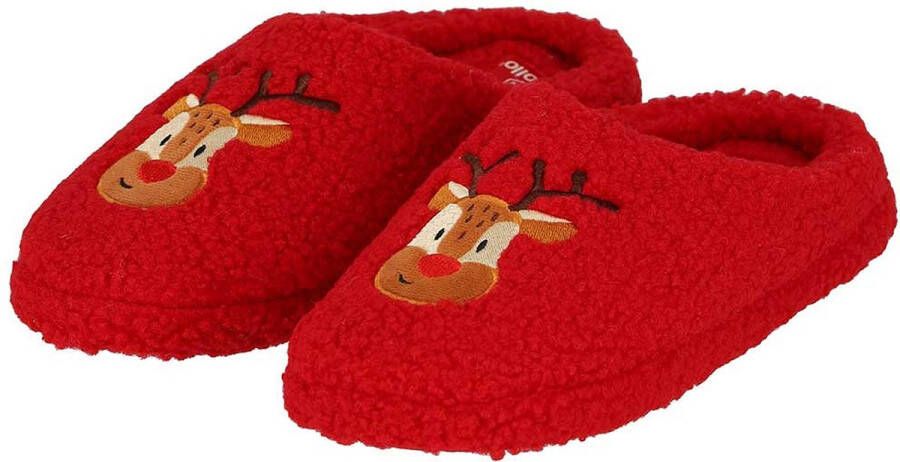 Apollo Kerst sloffen dames Rood kerst pantoffels rendier sloffen pantoffels kerst