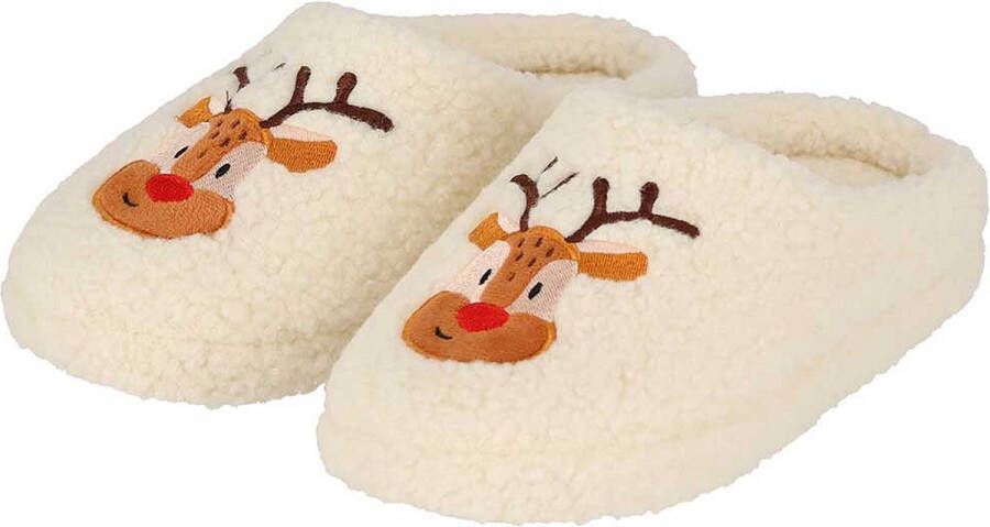 Apollo Kerst sloffen dames Wit kerst pantoffels rendier sloffen pantoffels kerst