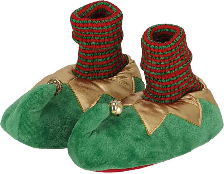 Apollo Kerstsloffen kids Elfthema Groen kerst pantoffels kerst sloffen jongens Sloffen meisjes