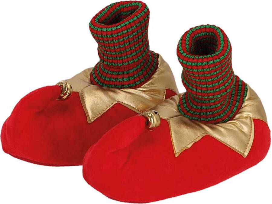 Apollo Kerstsloffen kids Elfthema Rood kerst pantoffels kerst sloffen Sloffen