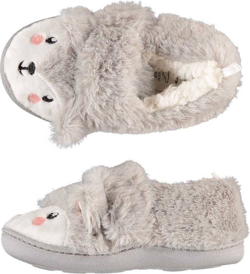 Apollo Kinder dieren pantoffels sloffen poolvos grijs warm voor de winter