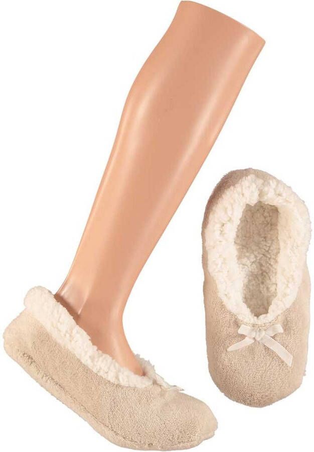 Apollo Lage dames sloffen pantoffels beige