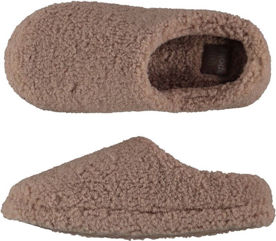 Apollo Pantoffels dames Donker Beige Teddy Wol Sloffen dames Pantoffels dames