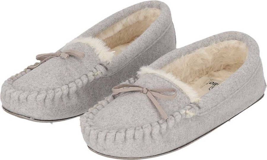 Apollo Sloffen dames Moccasin vilt look Grijs Pantoffels dames Sloffen dames Pantoffels Sloffen - Foto 1