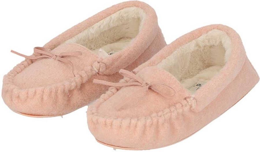 Apollo Sloffen Dames Moccasin Vilt Look Rose Pantoffels Dames Sloffen Dames Pantoffels Sloffen