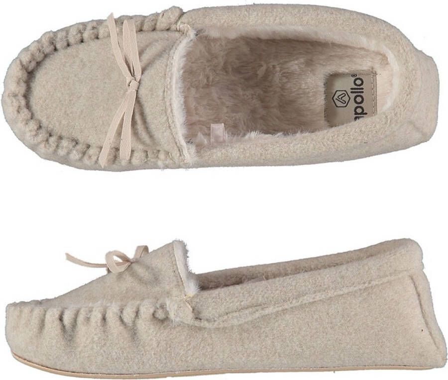 Apollo Sloffen dames moccassin vilt look Beige