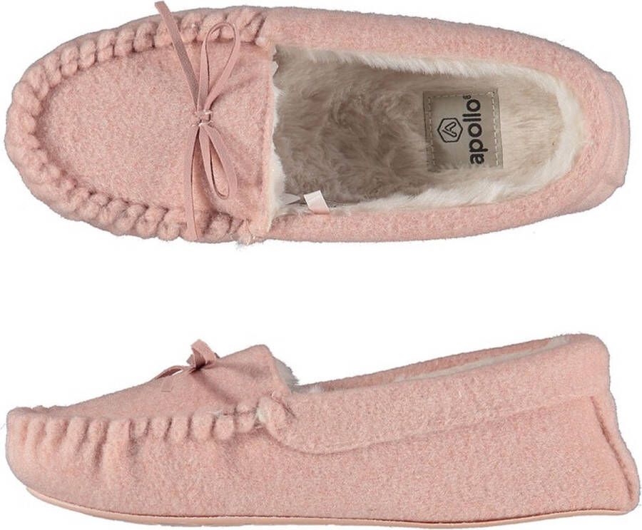 Apollo Sloffen dames Moccasin vilt look Rose Pantoffels dames Sloffen dames Pantoffels Sloffen