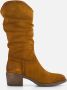 Aqa Hoge plooi laarzen cognac Suede Dames - Thumbnail 1