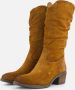 Aqa Hoge plooi laarzen cognac Suede Dames - Thumbnail 1