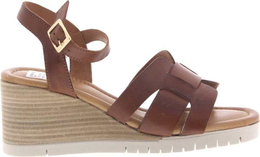 Aqa Sandalen met sleehak cognac Leer Dames