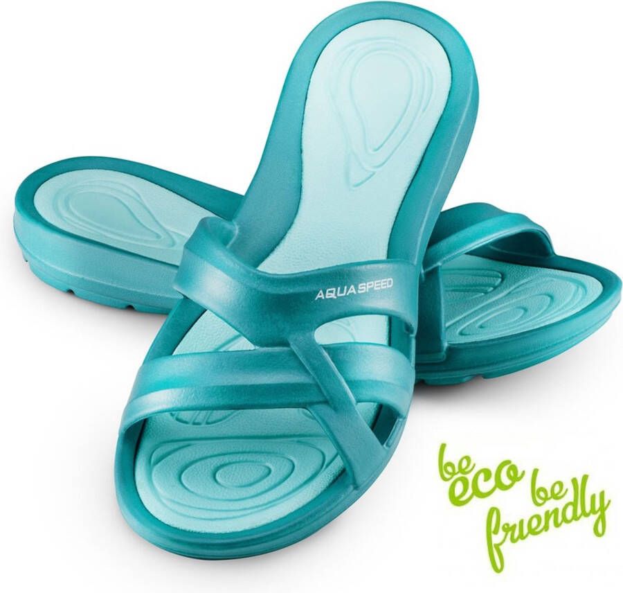 Aqua Speed Panama Badslippers Dames -Turquoise licht Turquoise