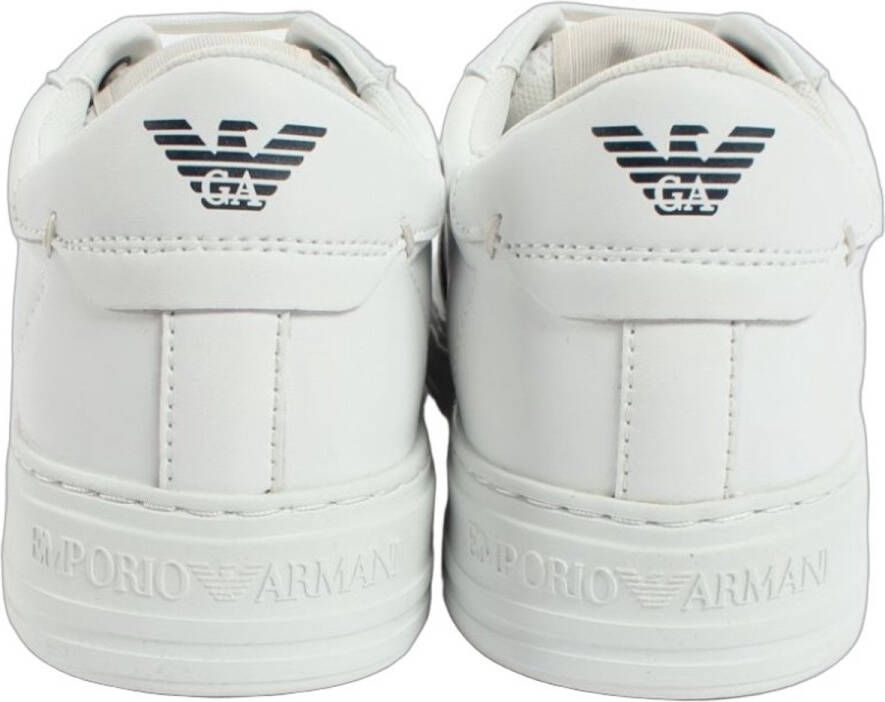 Giorgio Armani Logo Sneakers van Glad Leer White Heren