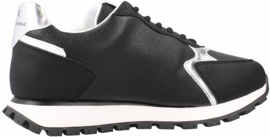 Armani Exchange Zwarte sneakers met contrasterende materialen en kleuren Zwart Dames