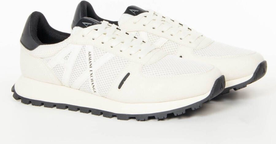 Armani Exchange Gestikte Logo Sneakers White Heren