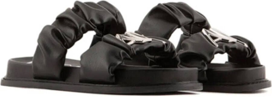 Armani Exchange Gerimpelde Zilveren Sandalen Black Dames