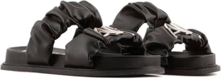 Armani Exchange Slippers met plooien en labeldetail