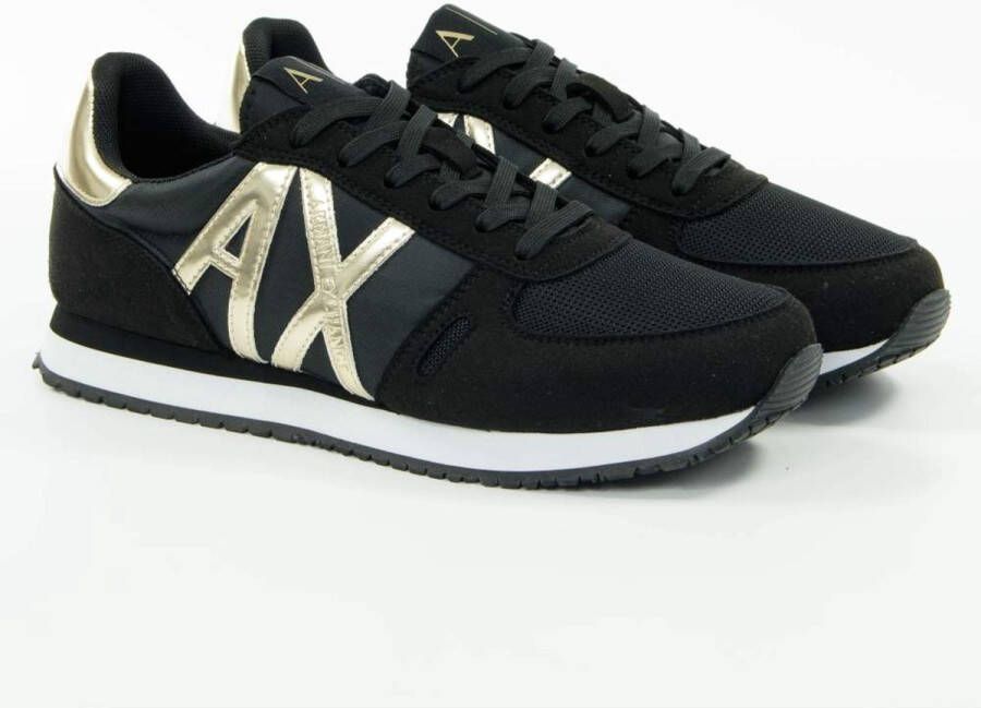 Armani Exchange Zwarte Sneakers Merklogo Rubberen Zool Black Dames