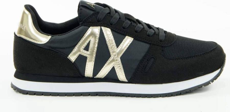 Armani Exchange Zwarte Sneakers Merklogo Rubberen Zool Black Dames