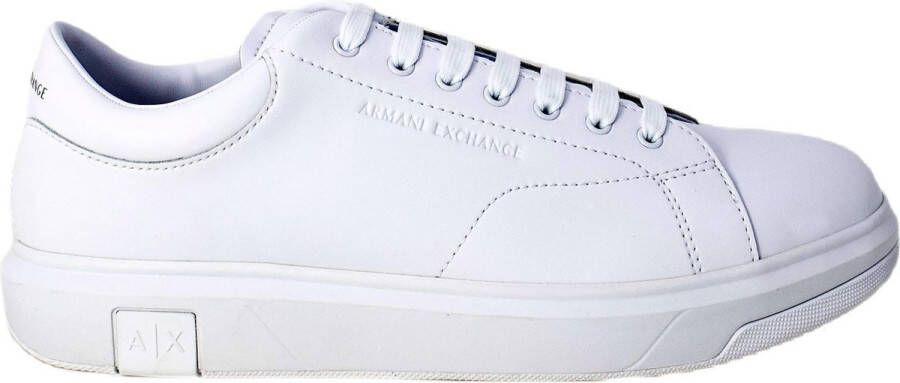 Armani Exchange Witte leren lage sneakers met logo detail White Heren